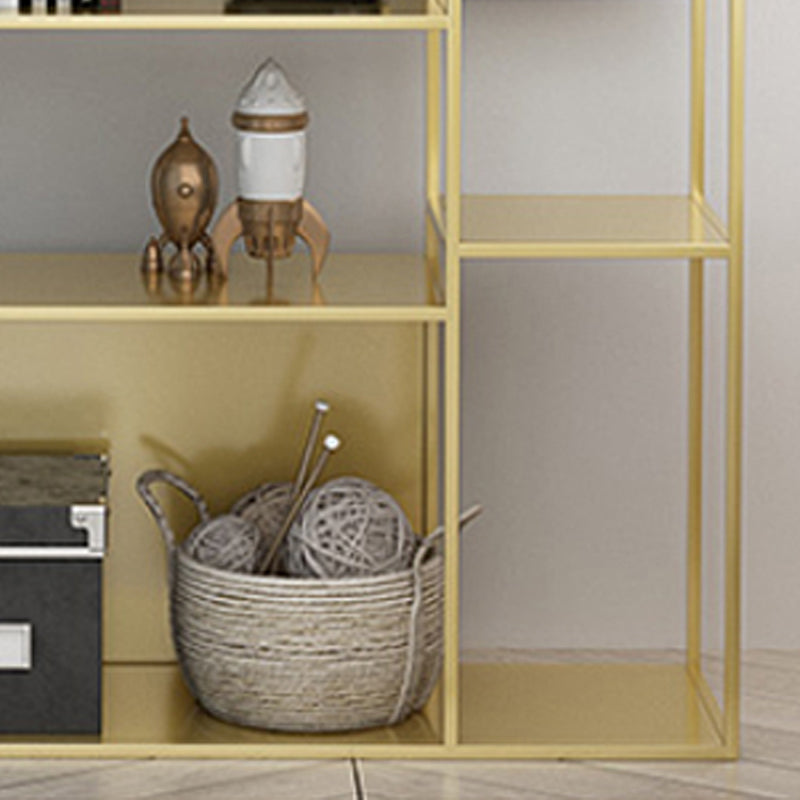 Modern Open Bookcase with Metal Rectangular Shelves for Office