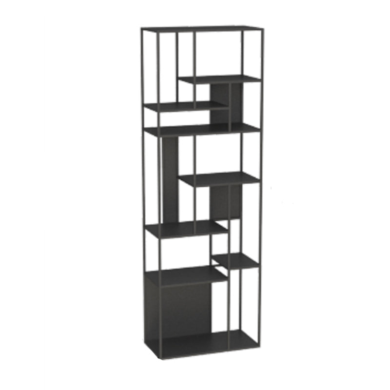 Modern Open Bookcase with Metal Rectangular Shelves for Office
