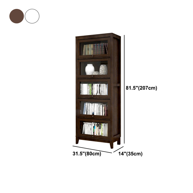 Bookcase Wood Barrister Bookcase Contemporary Vertical Book Shelf with Doors