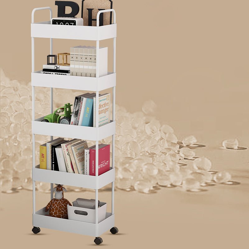 Contemporary Style Bookshelf with Casters Wheel Book Shelf for Home Office Study Room
