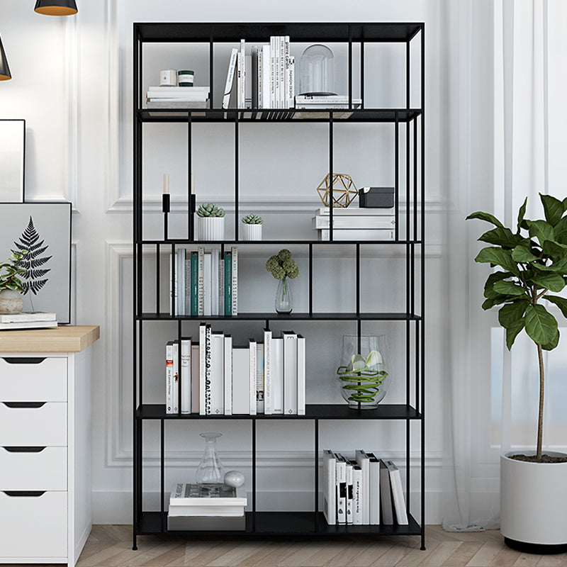 Industrial Style Metal Bookshelf 5-shelf Open Shelf Bookcase for Home