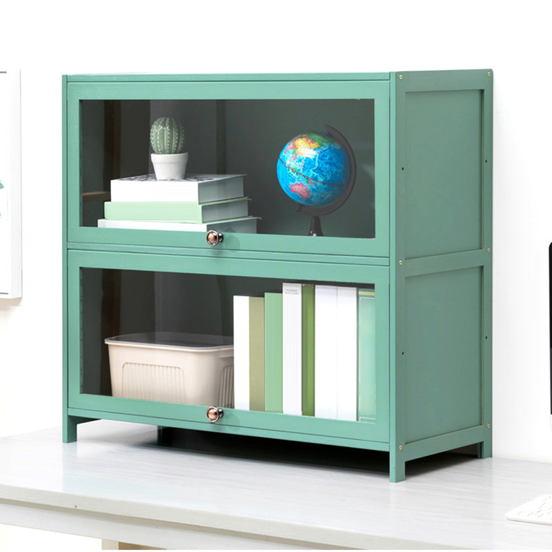 Contemporary Green Barrister Bookcase Bamboo Bookcase for Home Office