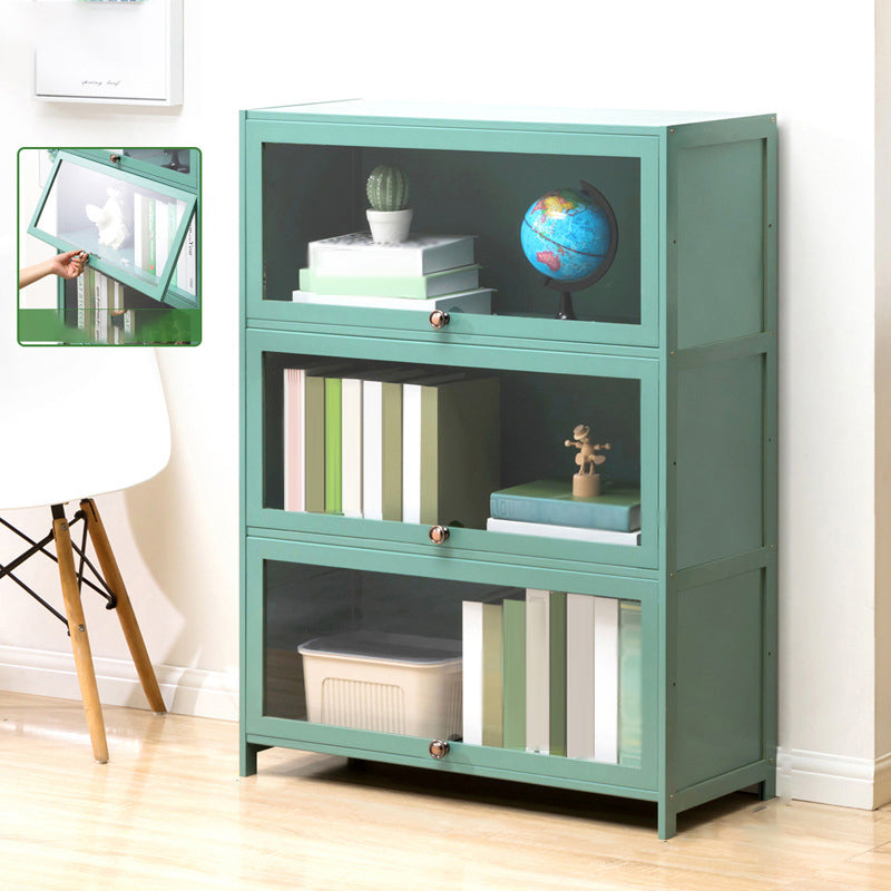 Contemporary Green Barrister Bookcase Bamboo Bookcase for Home Office