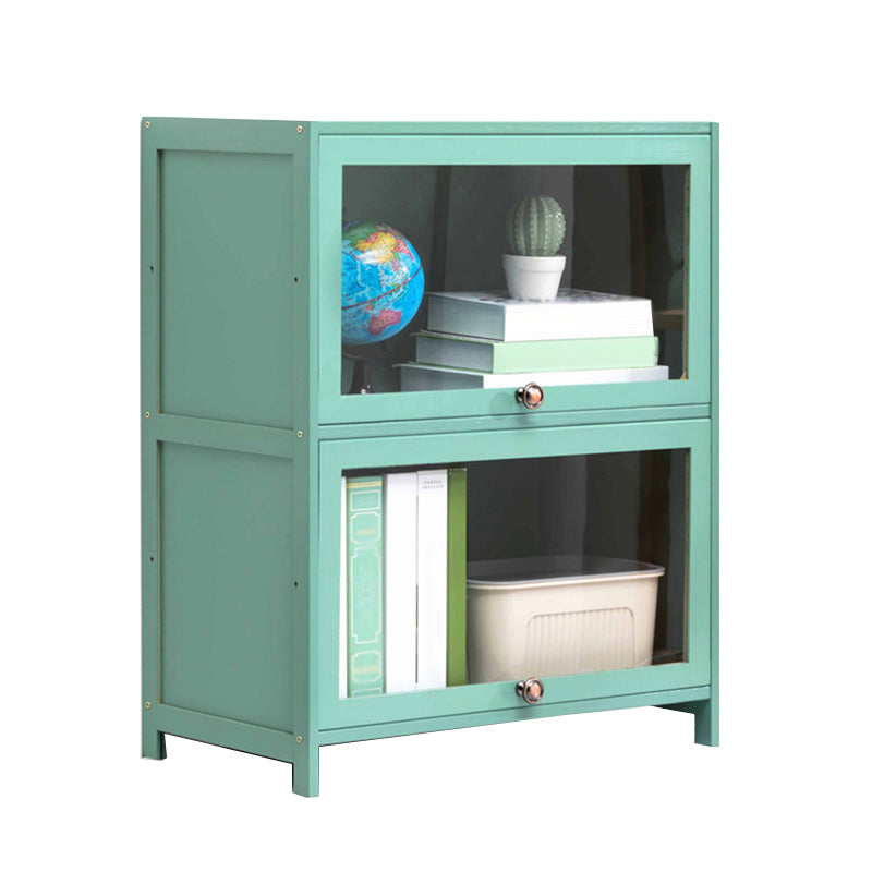 Contemporary Green Barrister Bookcase Bamboo Bookcase for Home Office