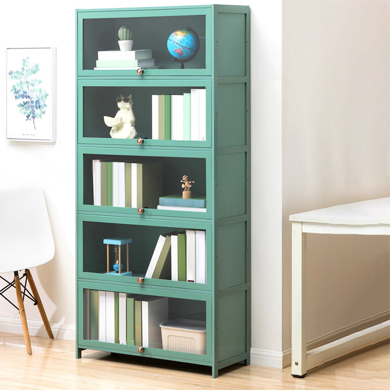 Contemporary Green Barrister Bookcase Bamboo Bookcase for Home Office