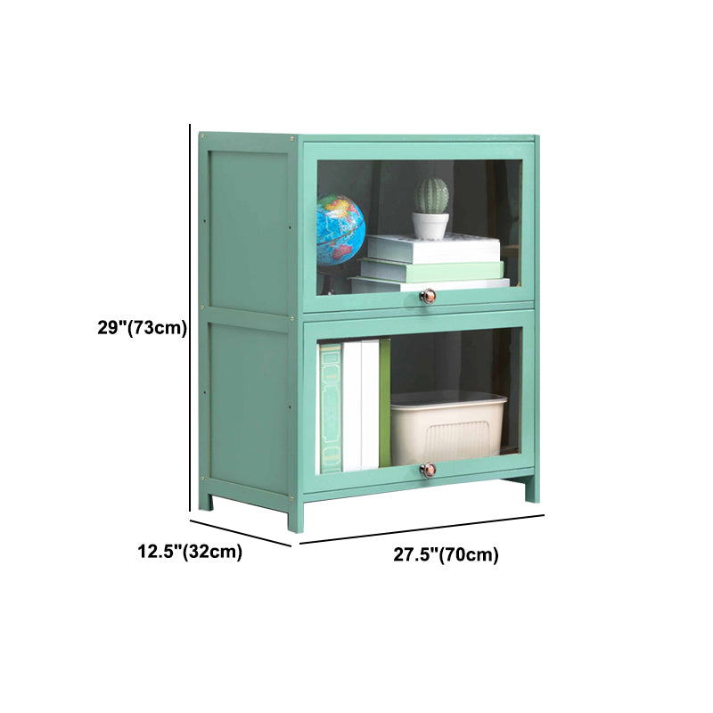 Contemporary Green Barrister Bookcase Bamboo Bookcase for Home Office