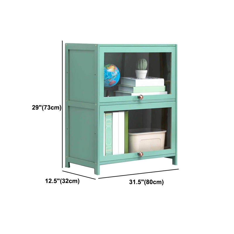 Contemporary Green Barrister Bookcase Bamboo Bookcase for Home Office