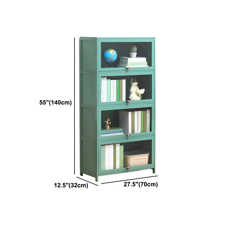 Contemporary Green Barrister Bookcase Bamboo Bookcase for Home Office