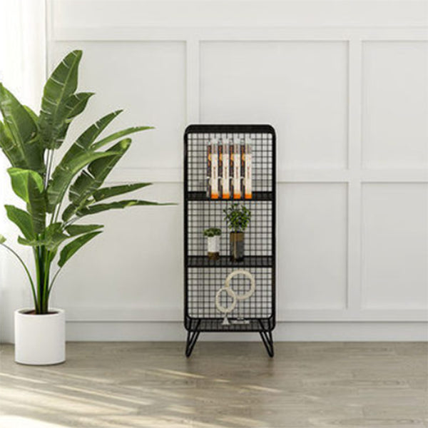 Modern Closed Bookcase with Metal Rectangular Shelves for Study Room