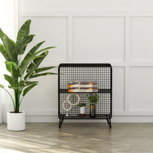 Modern Closed Bookcase with Metal Rectangular Shelves for Study Room