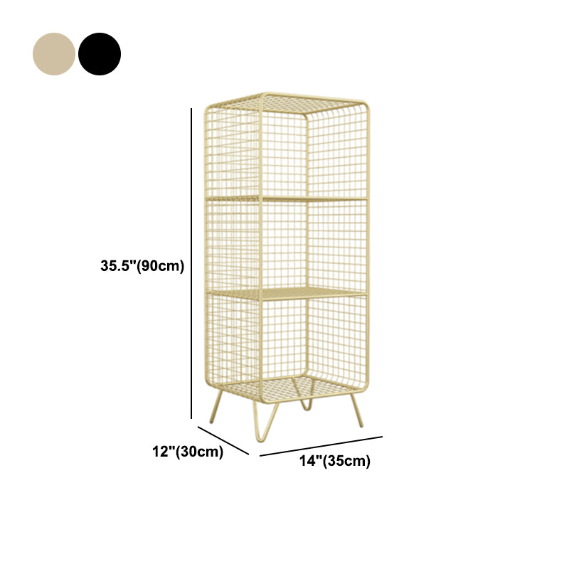 Modern Closed Bookcase with Metal Rectangular Shelves for Study Room