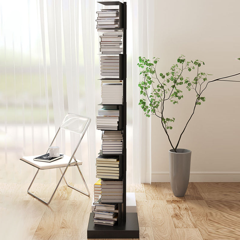 Black Contemporary Corner Bookshelf Closed Back Vertical Steel Shelf