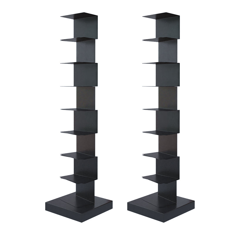 Black Contemporary Corner Bookshelf Closed Back Vertical Steel Shelf