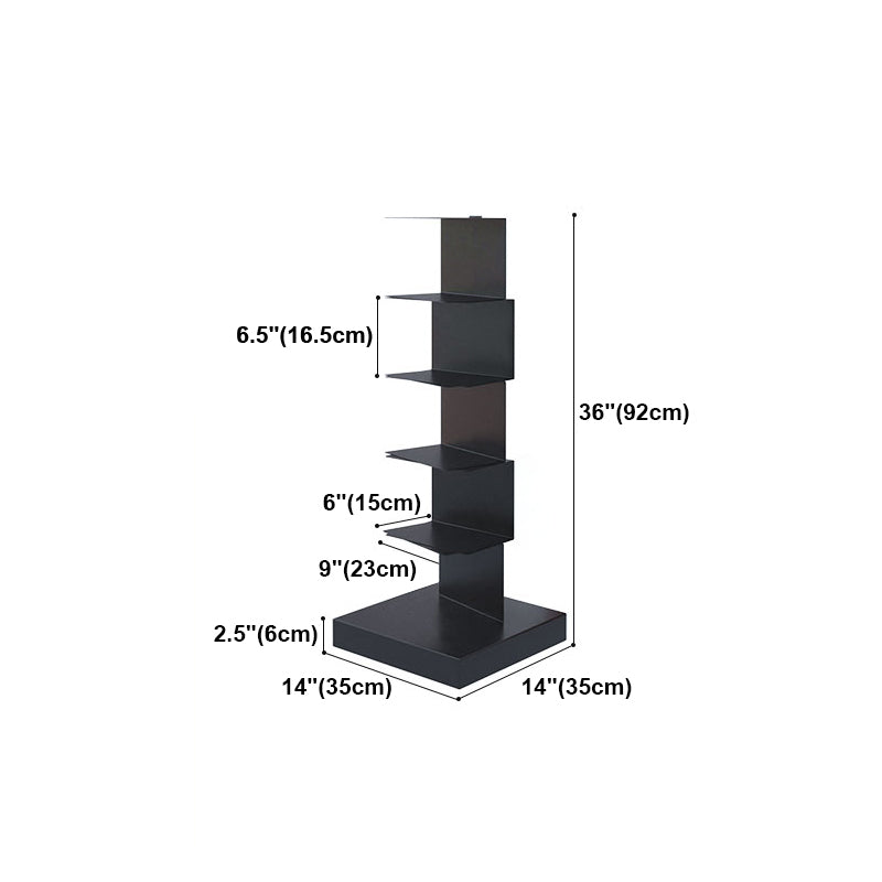 Black Contemporary Corner Bookshelf Closed Back Vertical Steel Shelf