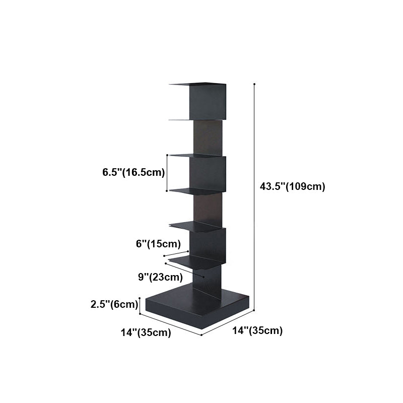 Black Contemporary Corner Bookshelf Closed Back Vertical Steel Shelf