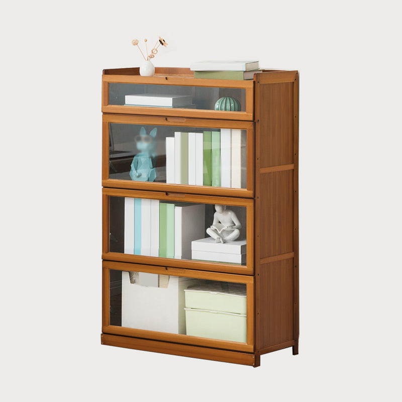 Modern Bamboo Barrister Bookcase Closed Back Bookcase for Home Office