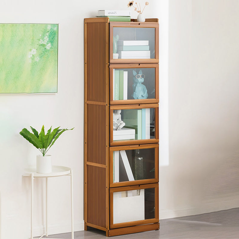 Modern Bamboo Barrister Bookcase Closed Back Bookcase for Home Office