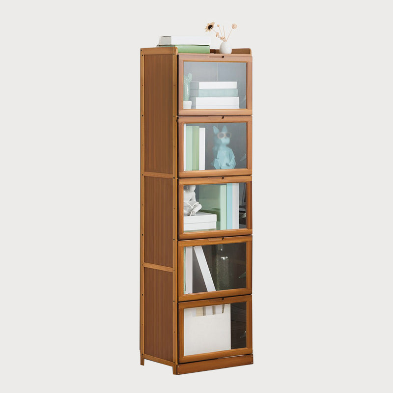 Modern Bamboo Barrister Bookcase Closed Back Bookcase for Home Office