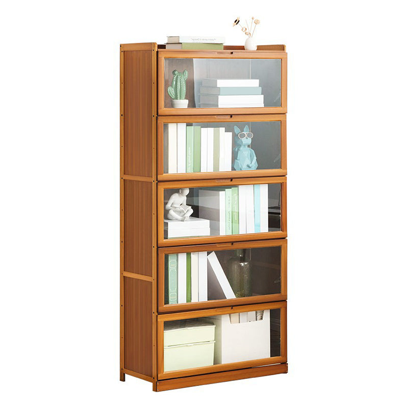 Modern Bamboo Barrister Bookcase Closed Back Bookcase for Home Office