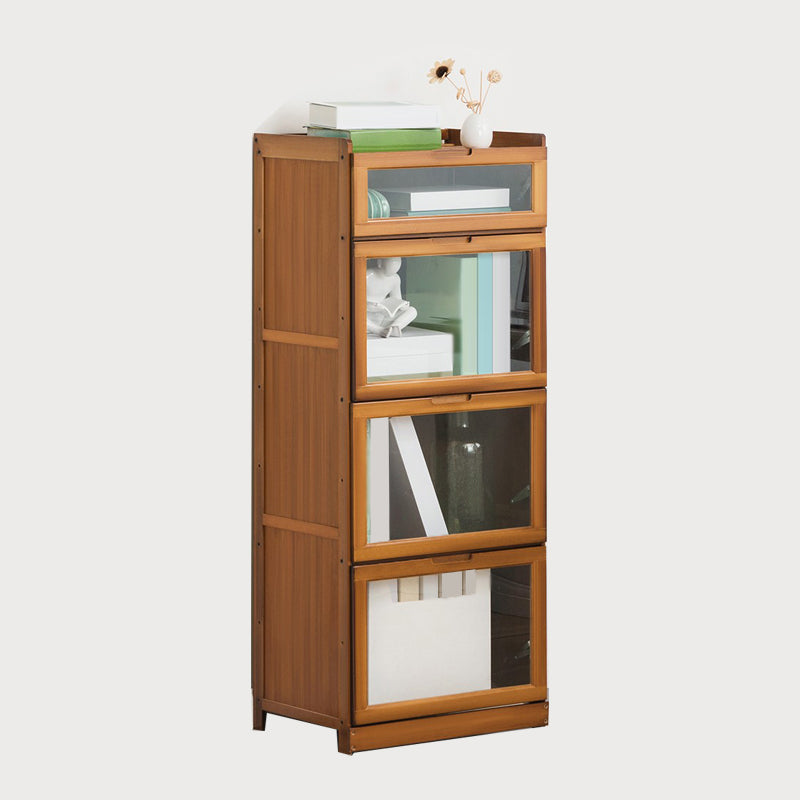 Modern Bamboo Barrister Bookcase Closed Back Bookcase for Home Office