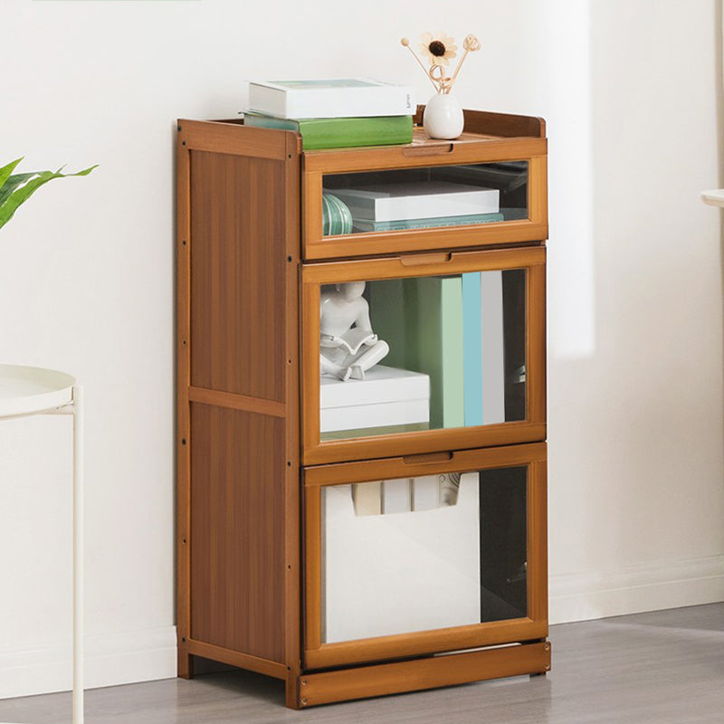 Modern Bamboo Barrister Bookcase Closed Back Bookcase for Home Office