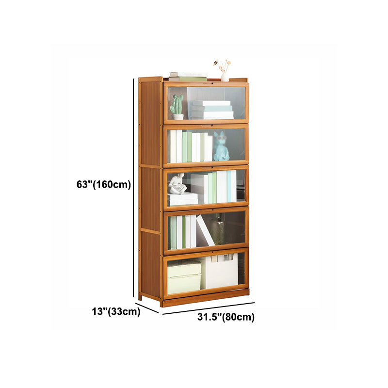 Modern Bamboo Barrister Bookcase Closed Back Bookcase for Home Office
