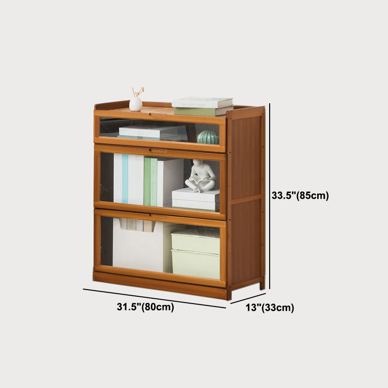 Modern Bamboo Barrister Bookcase Closed Back Bookcase for Home Office
