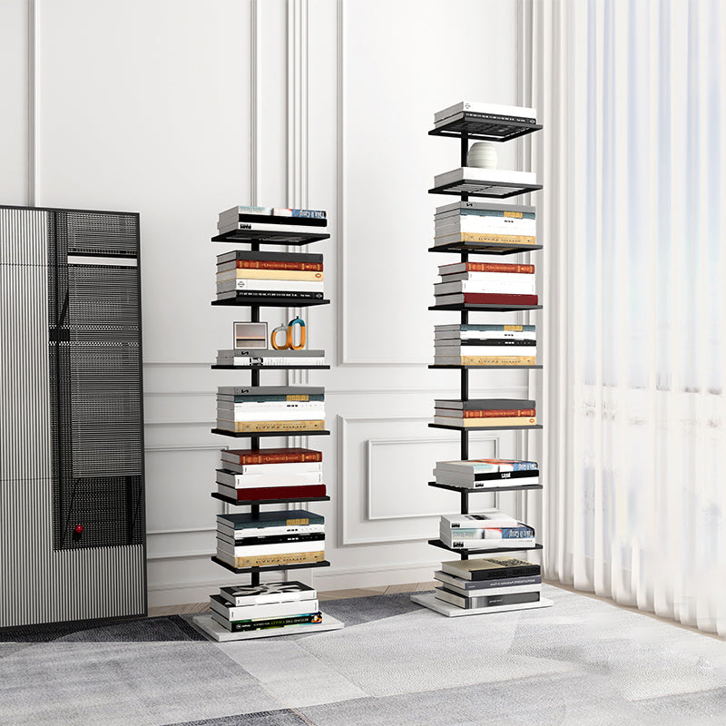 Open Metal Bookcase Modern Rectangular Shelves for Study Room