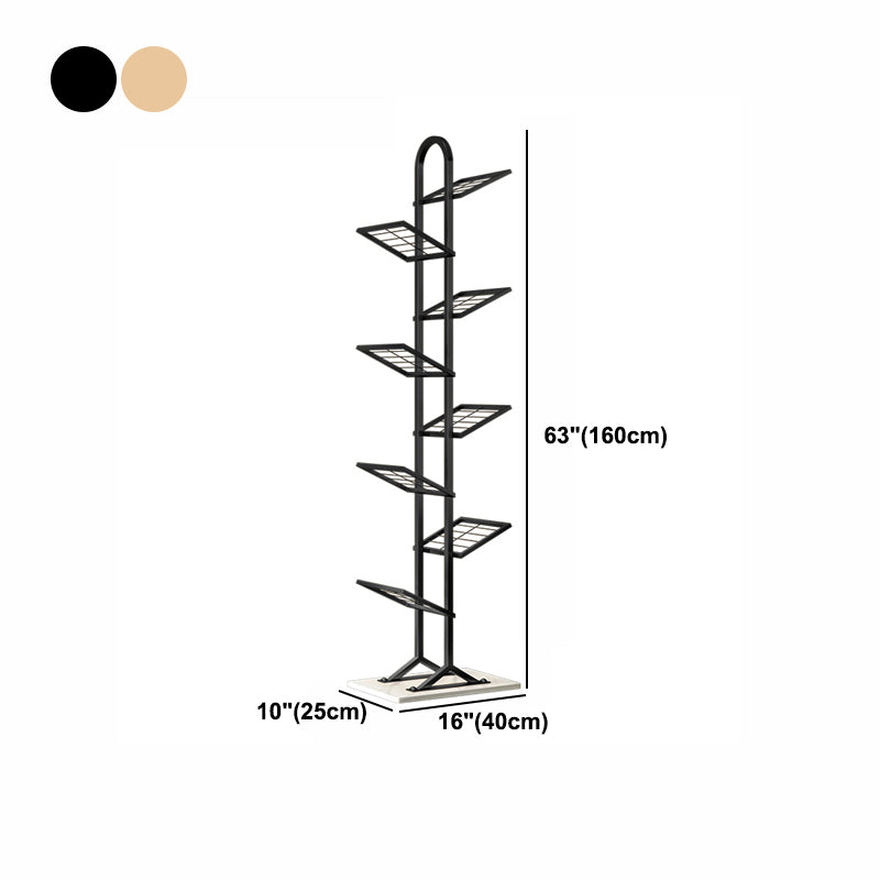 Open Metal Bookcase Modern Rectangular Shelves for Study Room