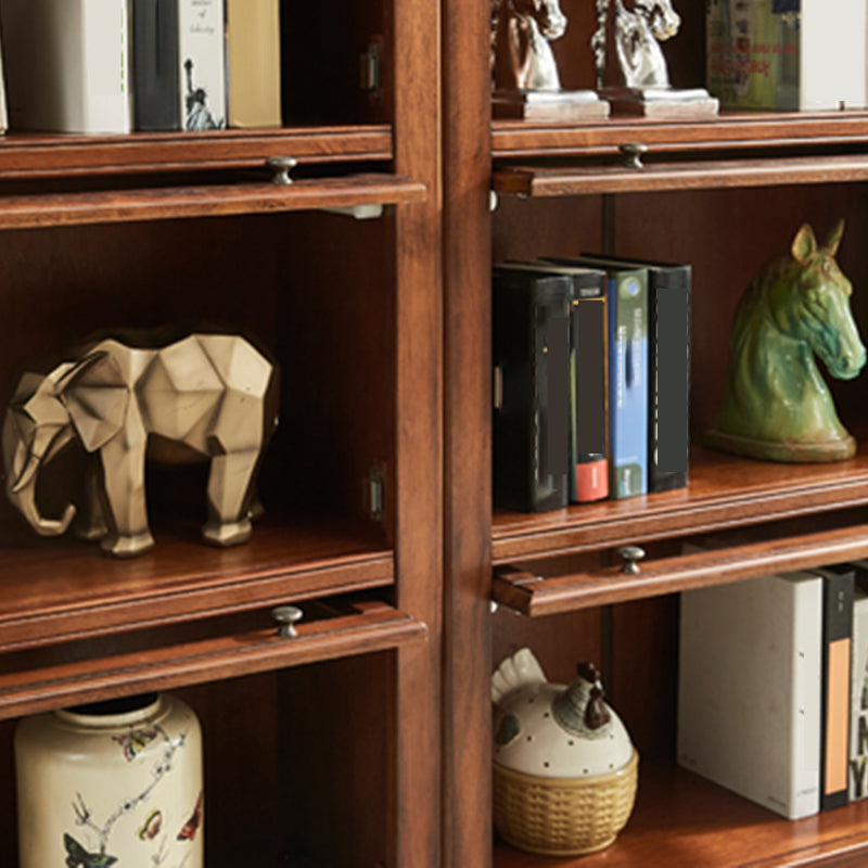 Closed Back Bookcase Modern Solid Wood Rectangular Shelves with Doors