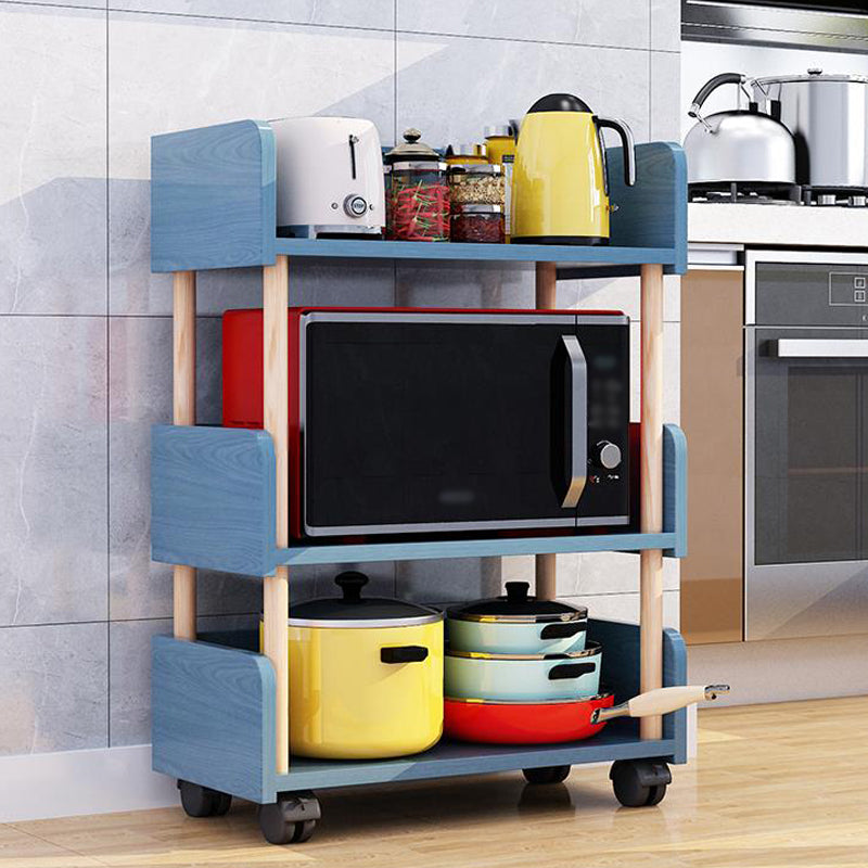 3-Shelf Manufactured Wood Etagere Bookshelf with Caster Wheels