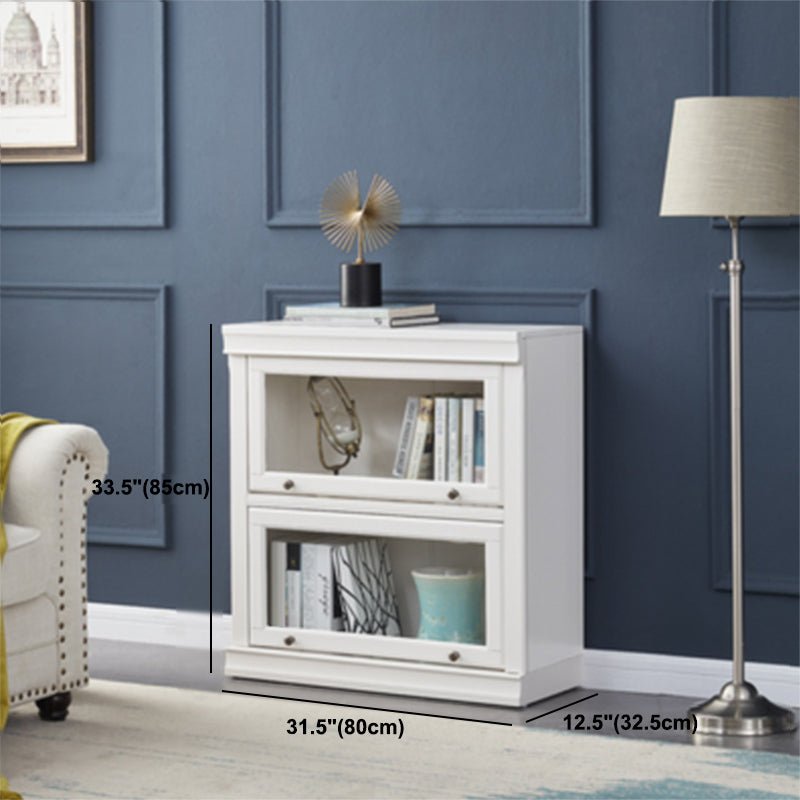 Modern Style Solid Wood Bookcase Rectangular Shelves with Doors