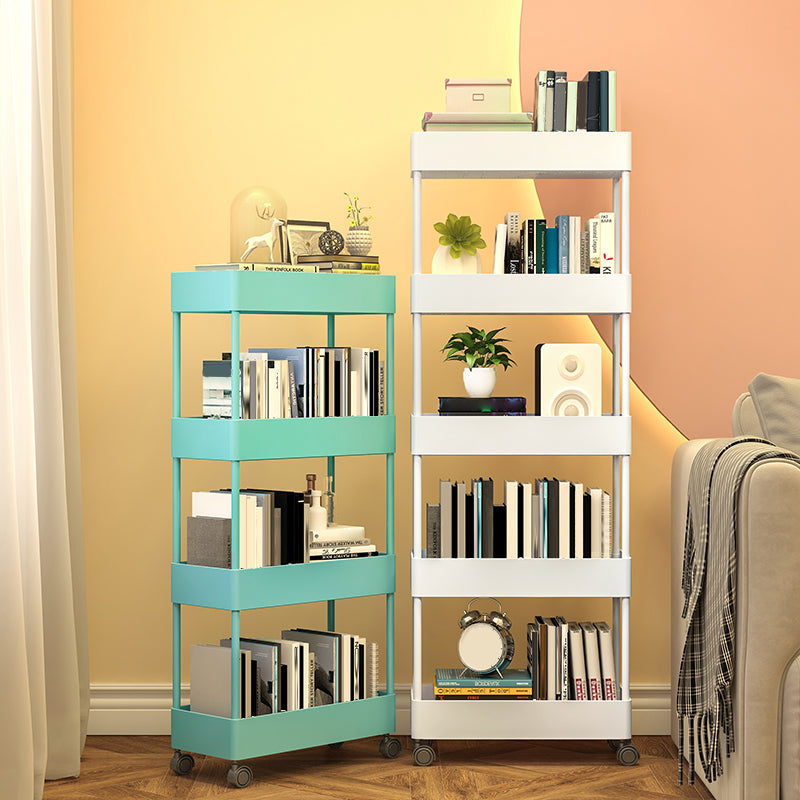 Contemporary Style Bookshelf Home Office Bookcase with Casters