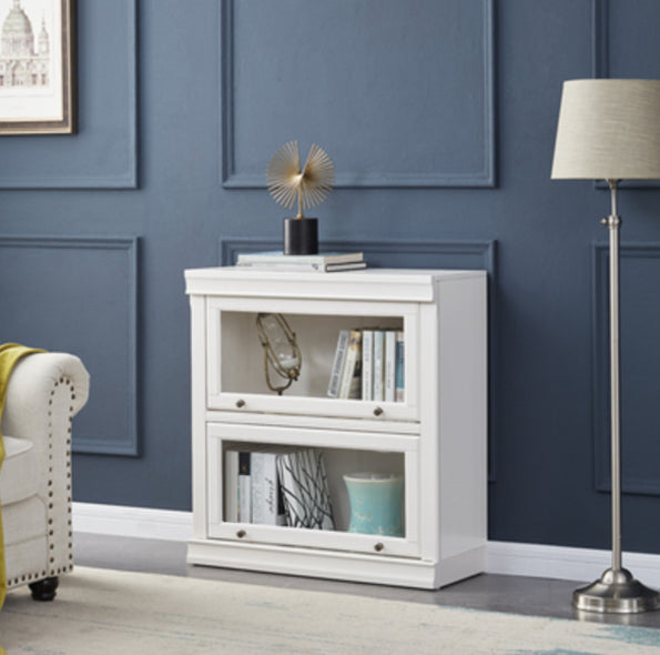 Modern Style Bookcase Solid Wood Rectangular Shelf with Doors