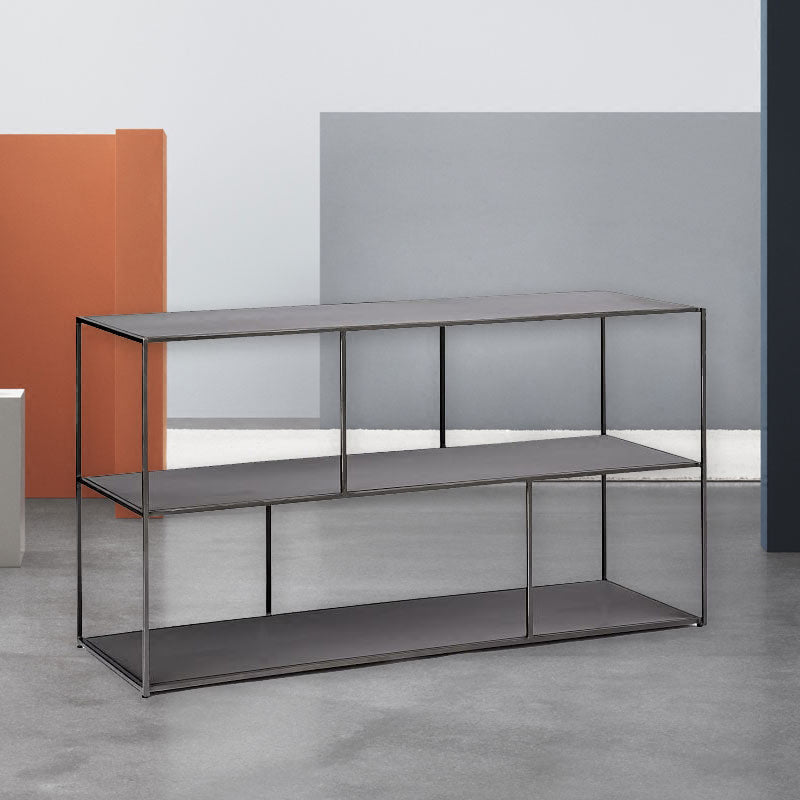 Industrial Style Open Metal Bookcase with Rectangular Shelves