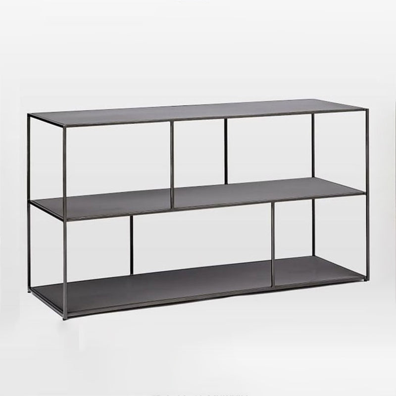 Industrial Style Open Metal Bookcase with Rectangular Shelves