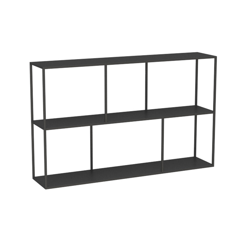 Industrial Style Open Metal Bookcase with Rectangular Shelves