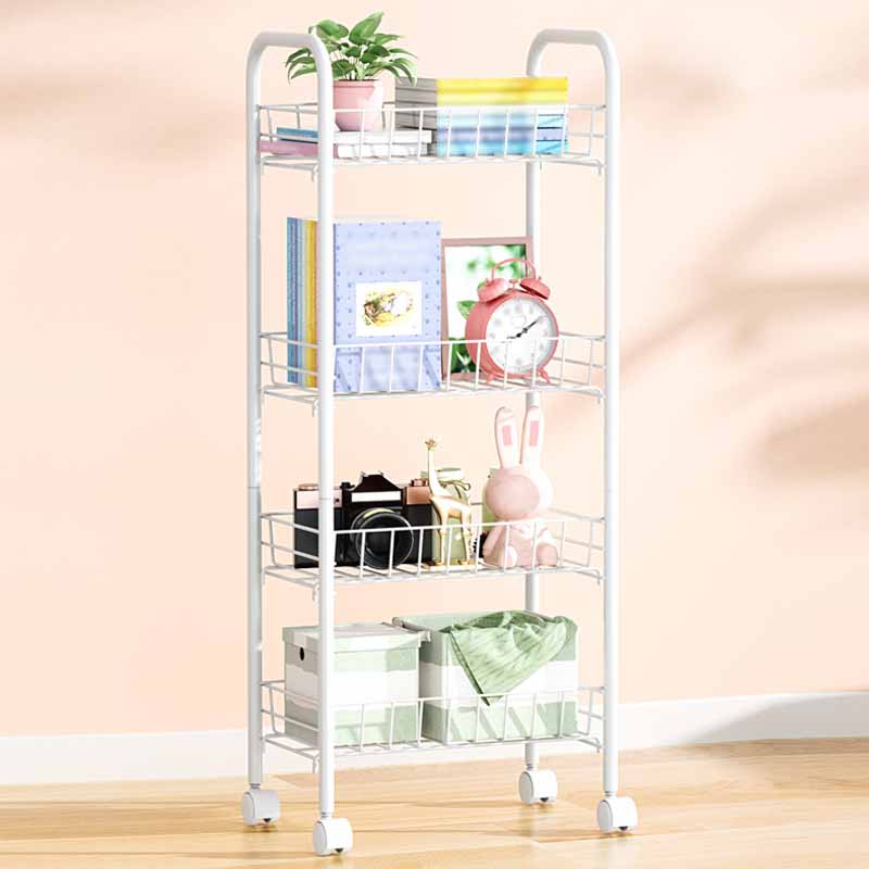 11"W Bookshelf Contemporary Style Bookcase with Casters for Home and Study Room