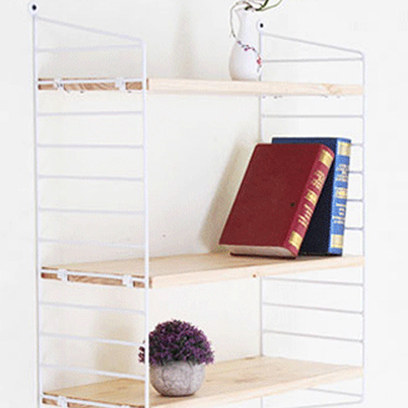 Modern Wall Mounted Bookcase with Solid Wood Rectangular Shelves