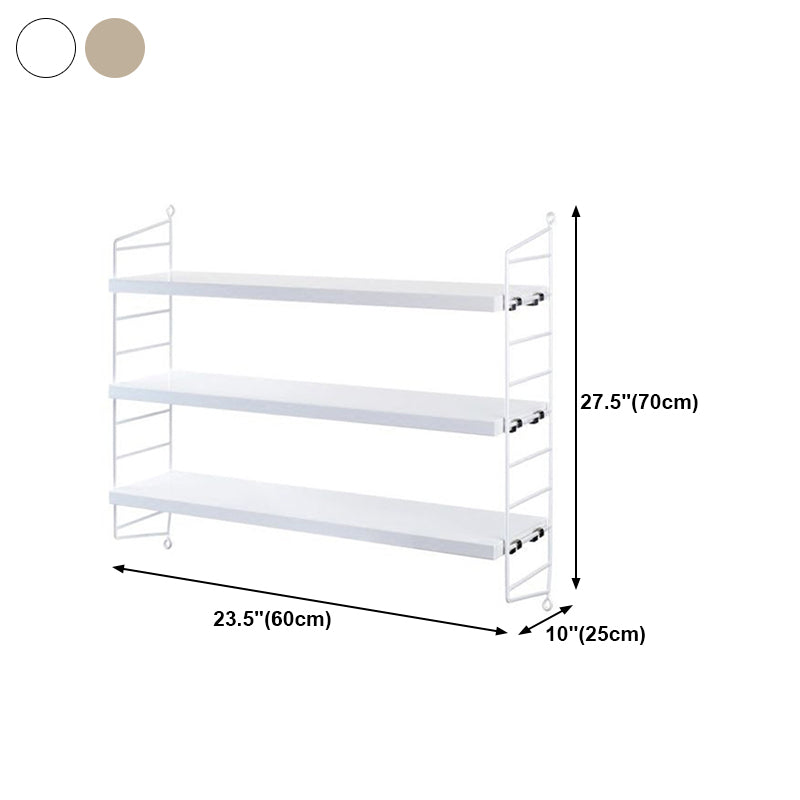 Modern Wall Mounted Bookcase with Solid Wood Rectangular Shelves