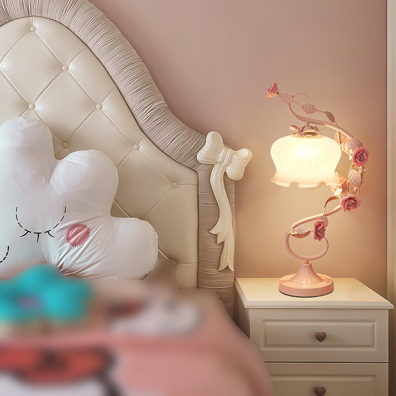 1 Light Drum Table Lighting Modern Style Glass Table Lighting for Bedroom