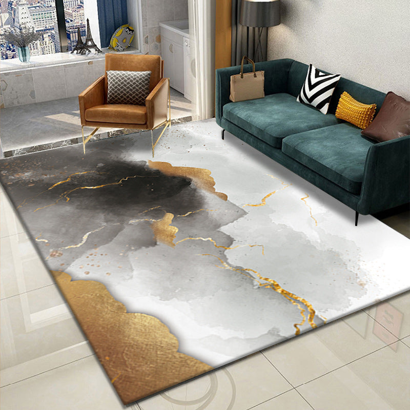 Tapis graphique bleu clair Polyester tapis lavable simple pour la décoration intérieure