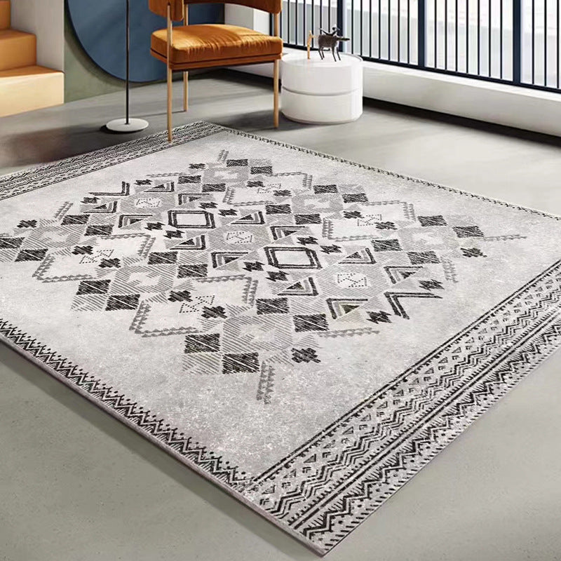 Blue Striped Pattern Rug Polyester Modern Rug Washable Rug for Drawing Room