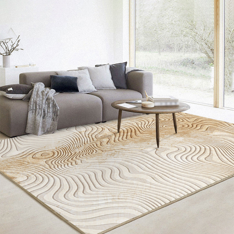 Light Brown Modern Rug Polyester Pattern Area Rug Stain Resistant Rug for Home Decoration