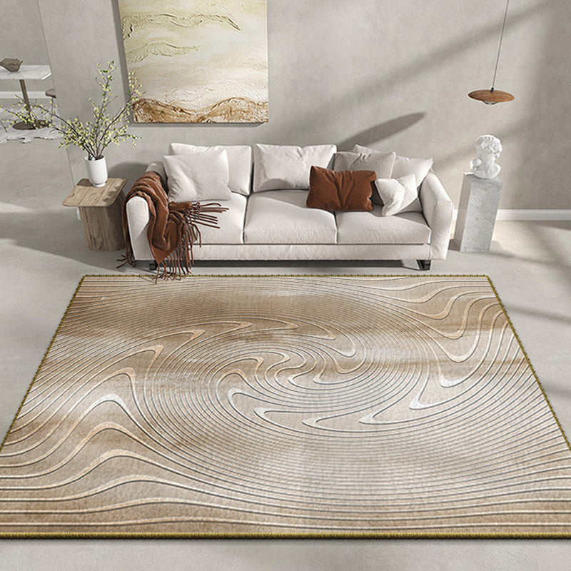 Light Brown Modern Rug Polyester Pattern Area Rug Stain Resistant Rug for Home Decoration