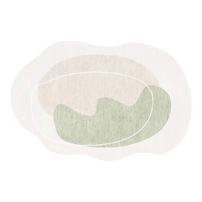 Green Line Rug Polyester Casual Area Rug Non-Slip Backing Rug for Drawing Room