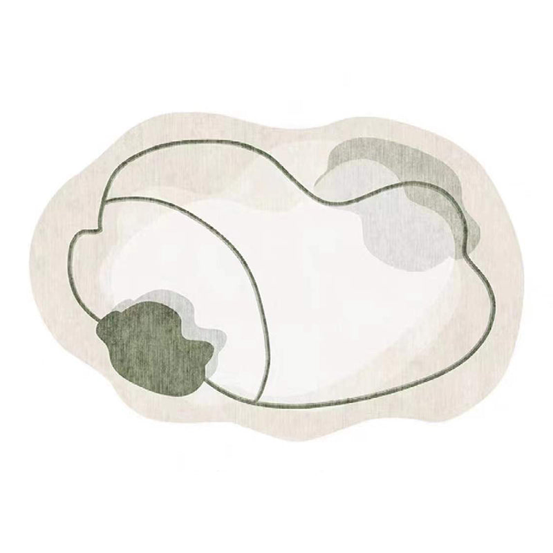 Green Line Rug Polyester Casual Area Rug Non-Slip Backing Rug for Drawing Room