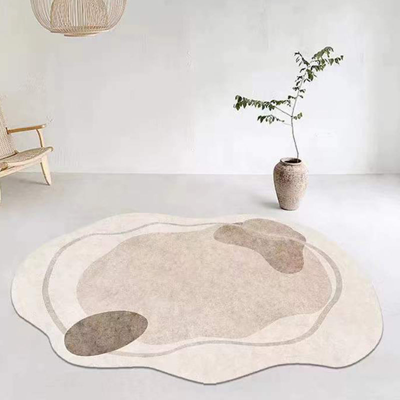 Green Line Rug Polyester Casual Area Rug Non-Slip Backing Rug for Drawing Room