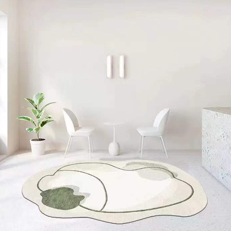 Green Line Rug Polyester Casual Area Rug Non-Slip Backing Rug for Drawing Room