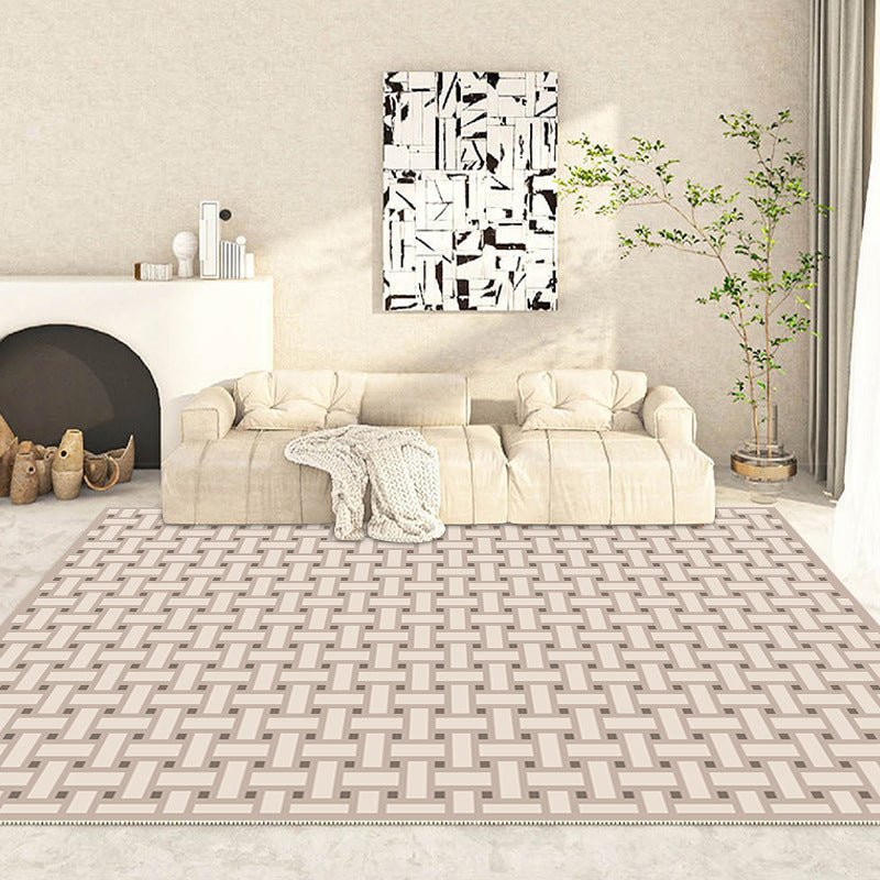 Modern Geometric Pattern Living Room Rug Carpet Polyester Washable Area Rug
